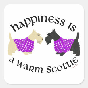 Wheaten & Black Scottie Glück Quadratischer Aufkleber
