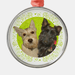 Wheaten & Black Scottish Terrier Silbernes Ornament