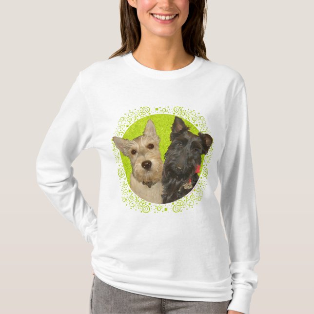 Wheaten & Black Scottish Terriers T-Shirt (Vorderseite)