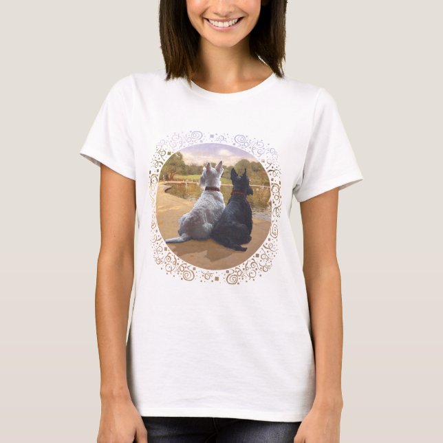 Wheaten & Black Scottish Terriers T-Shirt (Vorderseite)