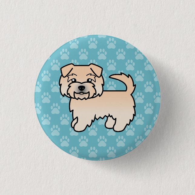 Wheaten Norfolk Terrier Dog On Blue Button (Vorderseite)