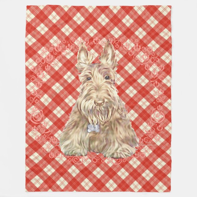 Wheaten Scottie Tartan Fleecedecke (Vorderseite)