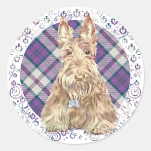 Wheaten Scottie Tartan Runder Aufkleber