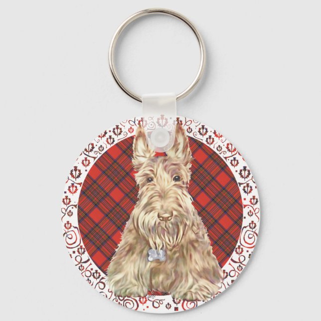 Wheaten Scottie Tartan Schlüsselanhänger (Vorderseite)