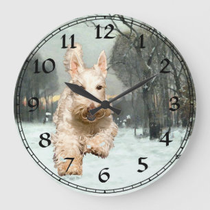 Wheaten Scottish Terrier Clock Große Wanduhr