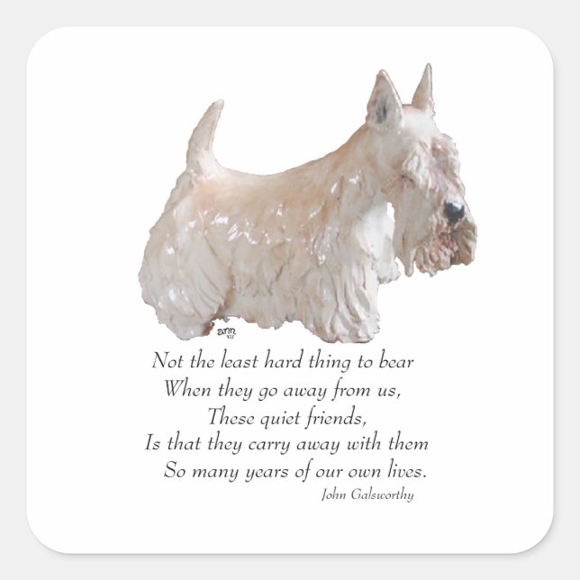Wheaten Scottish Terrier Rainbow Bridge Quadratischer Aufkleber (Vorderseite)