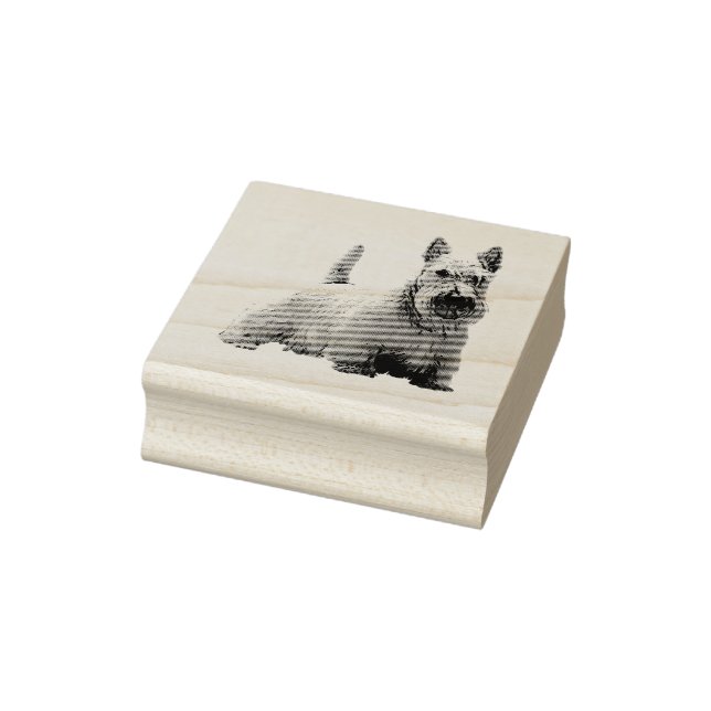 Wheaten Scottish Terry Happy/Front-Sitting View Gummistempel (Stempel)