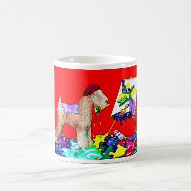 Wheaten Terrier Artist (Red Bkgd) Kaffeetasse (Mittel)