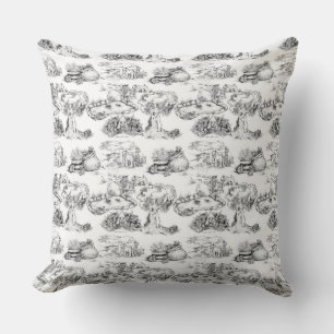 WHEATEN Terrier Black Toile & Gingham Kissen