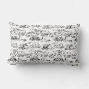 WHEATEN Terrier Black Toile & Gingham Lendenkissen