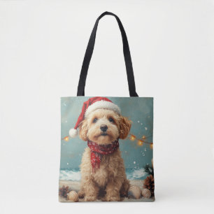 Wheaten Terrier Dog Christmas Vintag Beach Tasche
