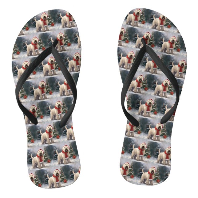 Wheaten Terrier Dog im Schnee Weihnachten Flip Flops (Fußbett)