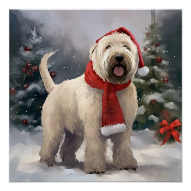 Wheaten Terrier Dog im Schnee Weihnachten Poster (Vorderseite)