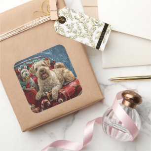 Wheaten Terrier Dog Weihnachtsfest Quadratischer Aufkleber