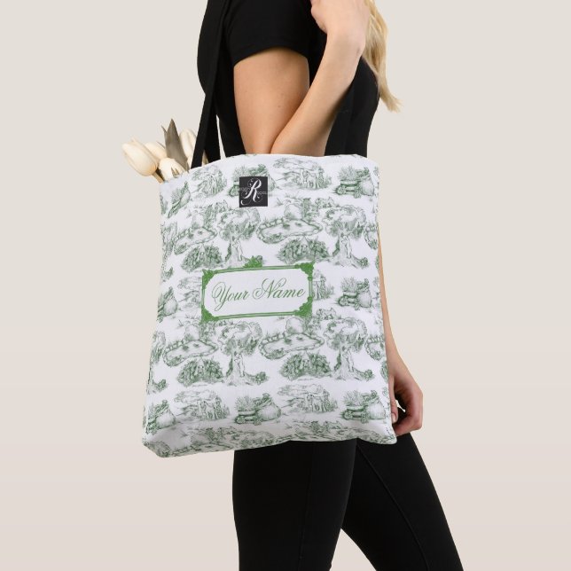 WHEATEN Terrier Green Toile mit Individuelle Name Tasche (Von Nahem)