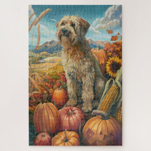 Wheaten Terrier Hund Herbsternte Erntedankfest