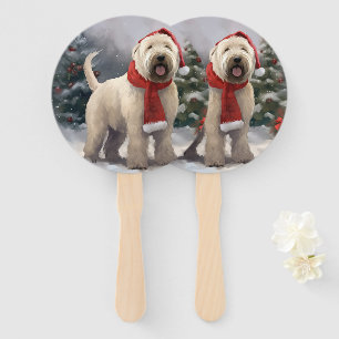Wheaten Terrier Hund im Schnee Weihnachten Fächer