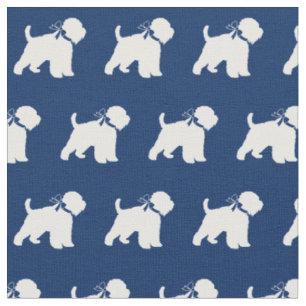 Wheaten Terrier Hund Silhouette Pet Navy Blue Stoff