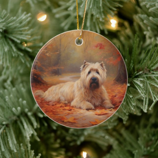 Wheaten Terrier im Herbst Leaves Inspiriert Keramik Ornament (Baum)