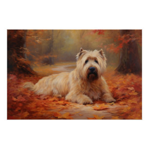 Wheaten Terrier im Herbst Leaves Inspiriert Poster