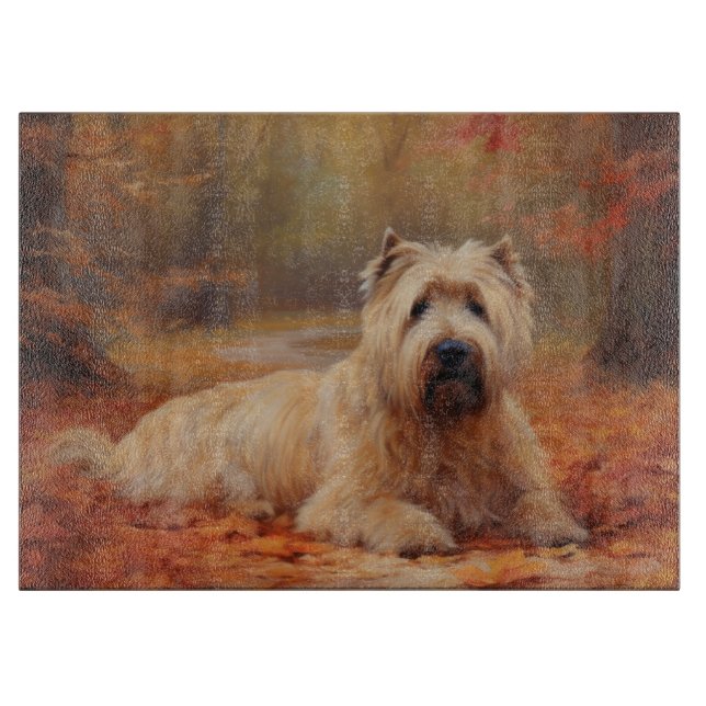 Wheaten Terrier im Herbst Leaves Inspiriert Schneidebrett (Vorderseite)