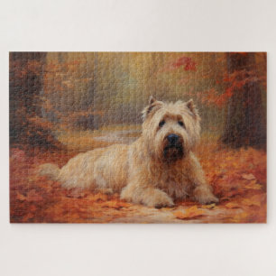 Wheaten Terrier im Herbstlaub Fall Inspiriert