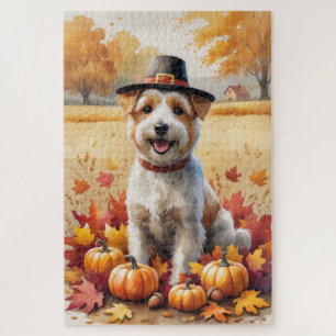 Wheaten Terrier im Herbstlaub Thanksgiving-Kunst