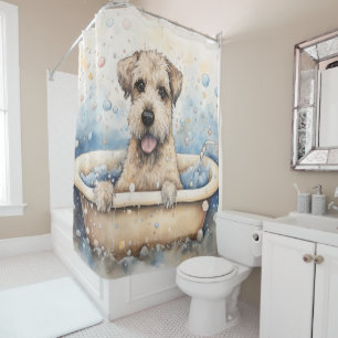 Wheaten Terrier in der Badewanne Aquarell-Hundekun Duschvorhang