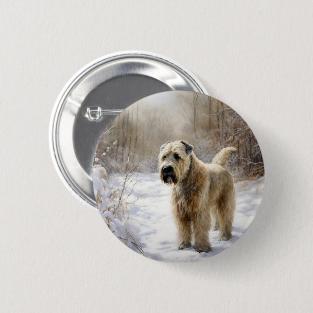 Wheaten Terrier Let It Snow Weihnachten Button (Vorne & Hinten)
