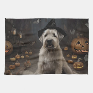 Wheaten Terrier Pumpkins Halloween Beängstigend Geschirrtuch
