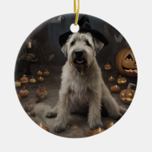 Wheaten Terrier Pumpkins Halloween Beängstigend Keramik Ornament