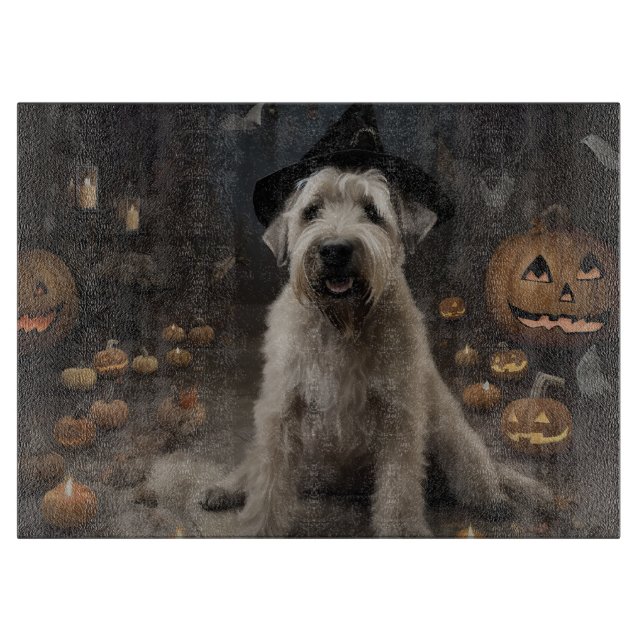 Wheaten Terrier Pumpkins Halloween Beängstigend Schneidebrett (Vorderseite)
