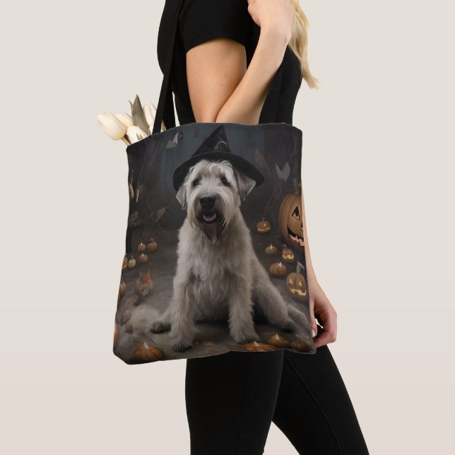 Wheaten Terrier Pumpkins Halloween Beängstigend Tasche (Von Nahem)