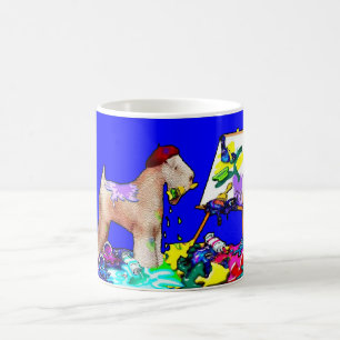 Wheaten Terrier: "The Painter" (blau) Kaffeetasse