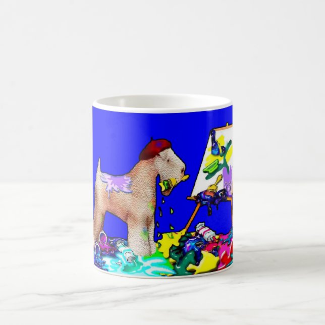 Wheaten Terrier: "The Painter" (blau) Kaffeetasse (Mittel)
