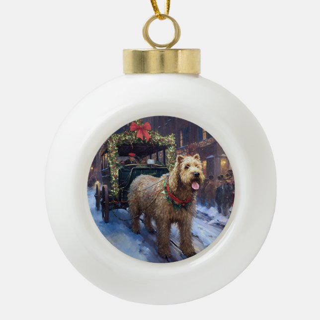 Wheaten Terrier Weihnachtssaison Keramik Kugel-Ornament (Vorderseite)