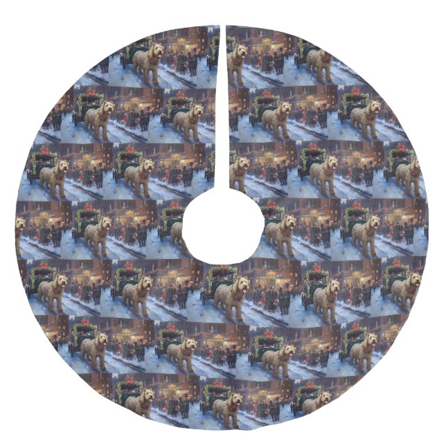 Wheaten Terrier Weihnachtssaison Polyester Weihnachtsbaumdecke (Vorderseite)
