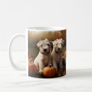 Wheaten Terrier Welpe Herbstfreude Kürbis Kaffeetasse