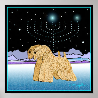 "Wheaten Terriers at Chanukah" Poster