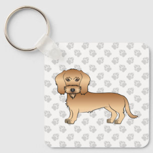 Wheaten Wire Haired Dachshund Cartoon Dog And Paws Schlüsselanhänger