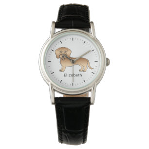 Wheaten Wire Haired Dachshund Cartoon-Hund und Nam Armbanduhr
