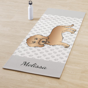 Wheaten Wire Haired Dachshund Cartoon Hund und Nam Yogamatte