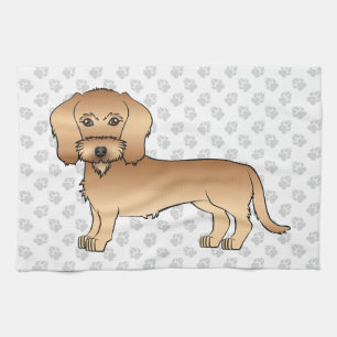 Wheaten Wire Haired Dachshund Cartoon Hund und Pfo Geschirrtuch