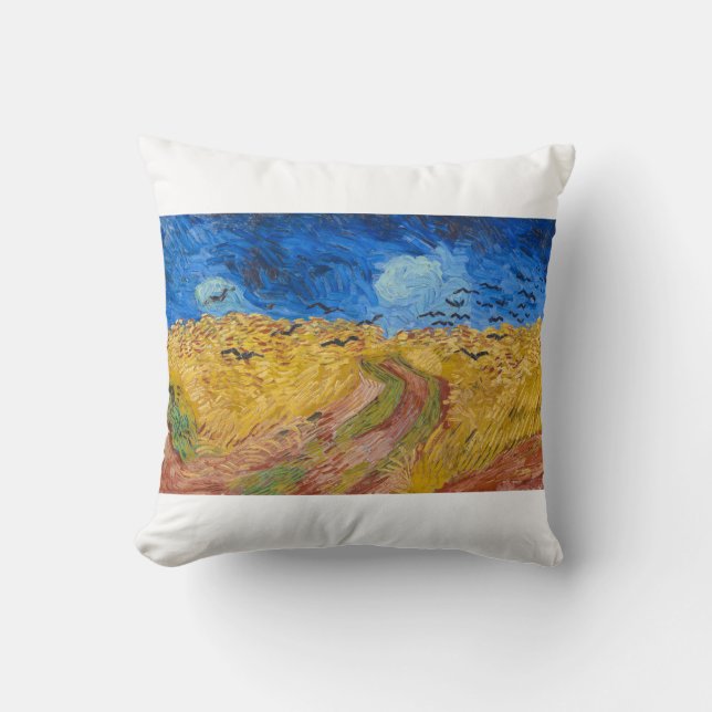 Wheatfield with Crows by Vincent van Gogh Kissen (Vorderseite)