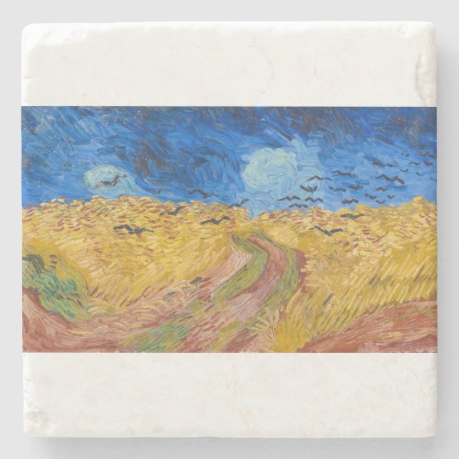 Wheatfield with Crows by Vincent van Gogh Steinuntersetzer (Vorderseite)