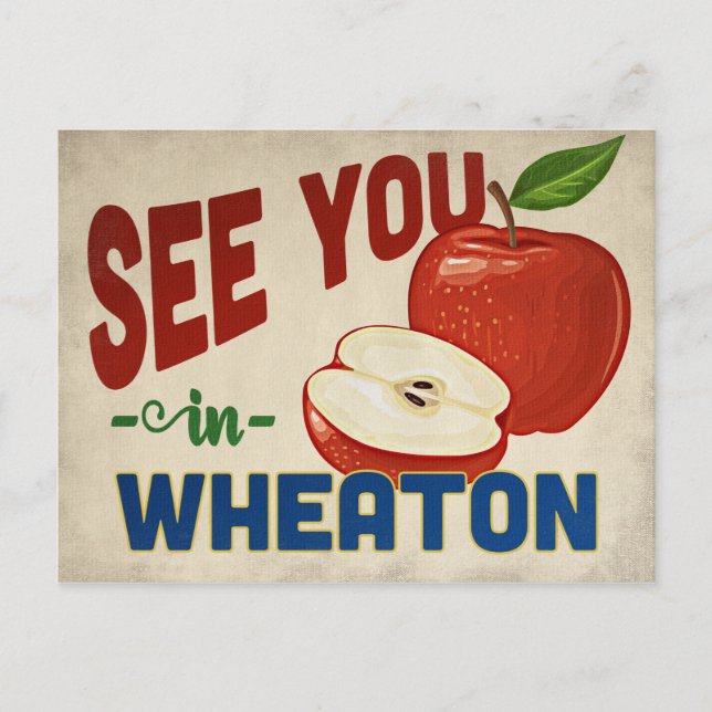 Wheaton Illinois Apple - Vintage Travel Postkarte (Vorderseite)