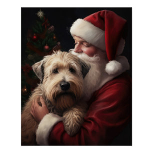 Wheaton Terrier mit Santa Claus Festive Weihnachte Poster