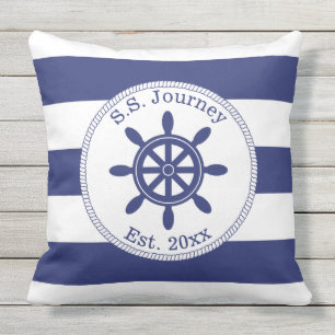 Wheel Add Boat Name Seekapitäns Kissen Für Draußen