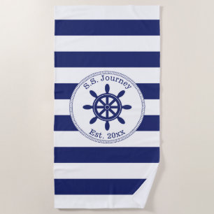 Wheel Monogrammed Boat Name Seekapitäns Strandtuch