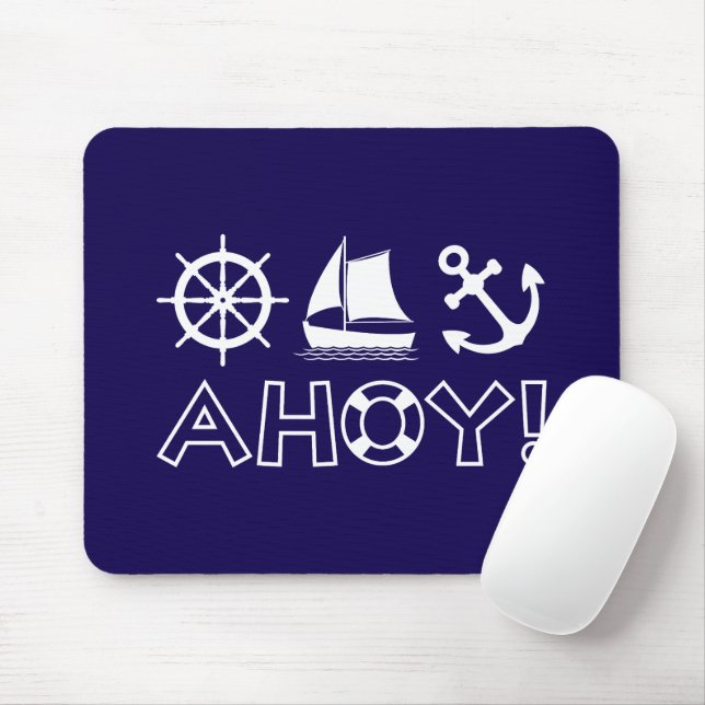 Wheel Sailboat Anchor Ahoy! Weiß Mousepad (Mit Mouse)
